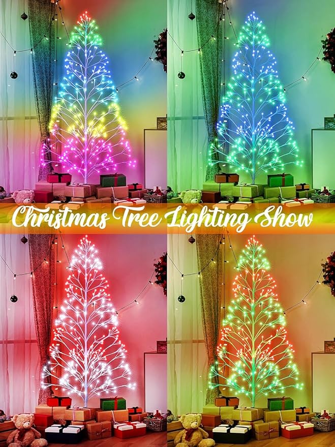 Joomer Christmas Tree Lights,7.6FT 336 LED Birch Tree with Lights Artificial Twig Light with Remote Control Timer Outdoor RGB Light for Christmas Decoration