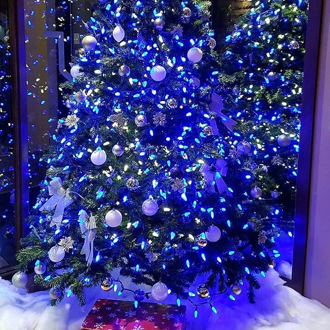 TW SHINE Blue Christmas Lights, 1000 LED 328FT Christmas String Lights Plug in with 8 Modes, Remote Waterproof Xmas Lights Outdoor Indoor Decorations for Party Yard Decor