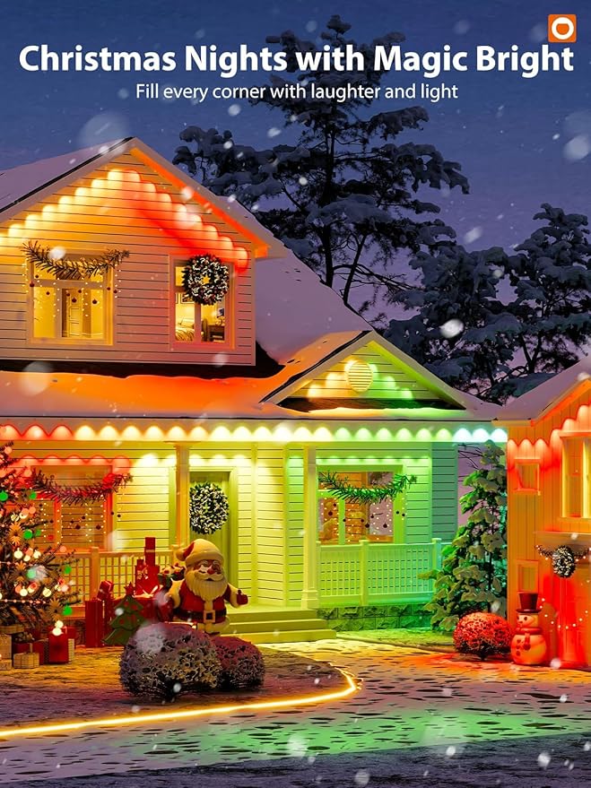 addlon 200FT Permanent Outdoor Lights, RGB+IC Smart LED Outdoor Lights for House, App & Remote Control, DIY Scene Mode, IP67 Waterproof Christmas Light, Holiday, Party, Halloween Decorations
