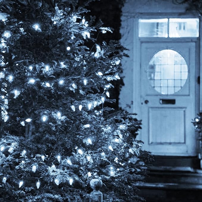 Dazzle Bright C6 Christmas String Lights, 200 LED 66 FT Waterproof Connectable String Lights with Timer, 8 Modes Christmas Lights for Indoor Outdoor Home Garden Yard Xmas Tree Decoration (White)