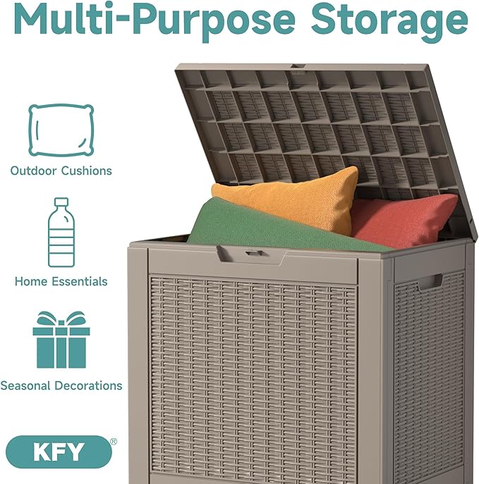 30 Gallon Waterproof Resin Deck Box, UV Resistant Outdoor Storage for Garden, Patio, Porch, Delivery, Grey