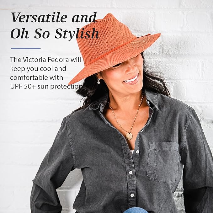 Wallaroo Hat Company Women’s Victoria Fedora – UPF 50+ UV Protection, Wide Brim, Medium Size, Packable & Adjustable Sun Hat