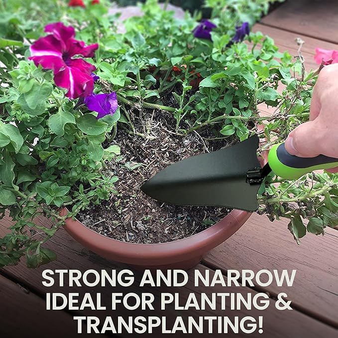 Garden Guru Transplanter Trowel Shovel - High Carbon Steel for Ultimate Strength - Rust Resistant - Ergonomic Grip - Perfect Hand Shovel Tool for Gardening Transplanting & Digging (2 Pack)