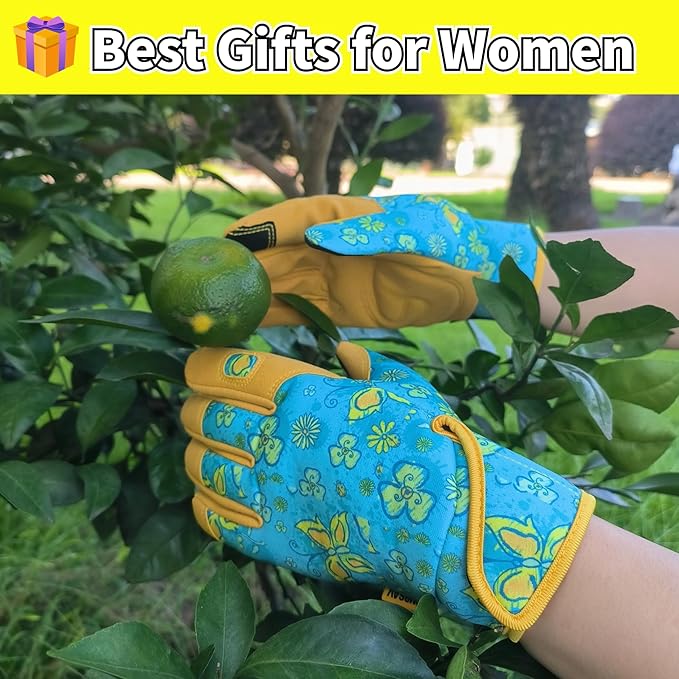 Thorn Proof&Puncture Resistant Gardening Gloves with Grip,Garden Glove for Women, Leather Yard Work Gifts