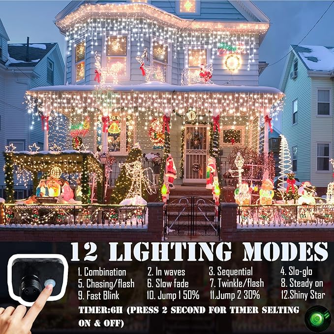 98FT Christmas Lights Outdoor Decorations 900LED Fairy String Light 12 Lighting Modes with Timer Memory Waterproof Christmas Light for Yard Roof Party Holiday Wedding Garden Decor