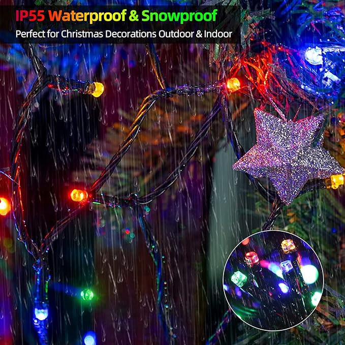 170FT 500 LED Christmas Lights Outdoor Indoor, Waterproof Color Changing Christmas Tree Lights with Timer, Memory (Warm White+Mulitcolor)