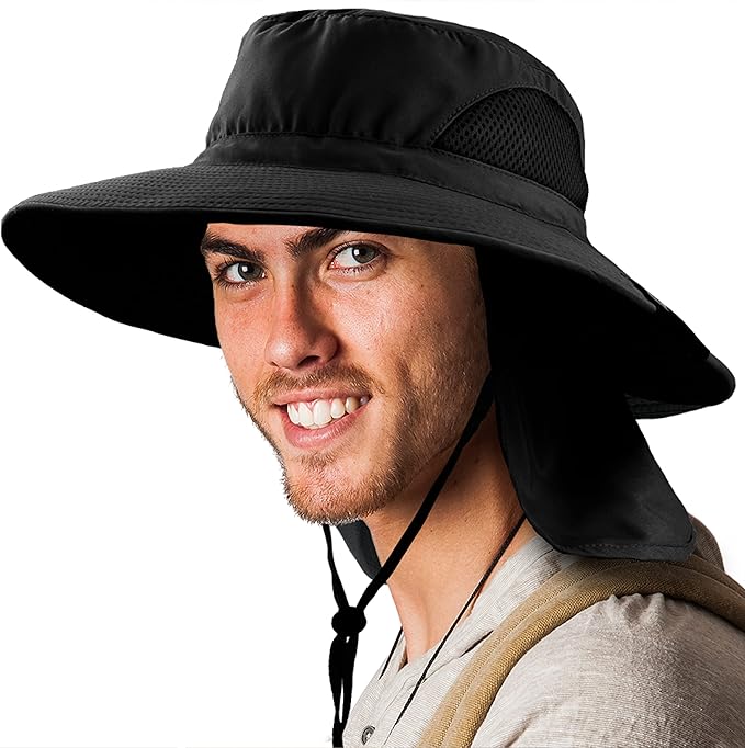 SUN CUBE Wide Brim Sun Hat Men Women, Fishing Hats Sun UV Protection, Mens Hiking Bucket Hat Safari Beach Boonie, UPF 50+