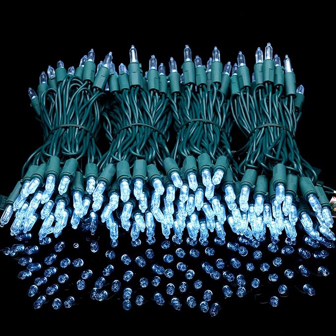 YULETIME 200 Count Cool White LED Christmas Lights, 66 Feet Green Wire UL Certified Commercial Grade Holiday String Light Set (Cool White)