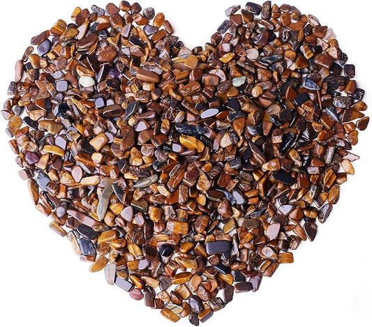 QINJIEJIE250g Tiger Eye Crystals Polished Rocks Tumbled Stones Chips Stone Crushed Quartz Crystal Natural Gem Gravel Home Decoration Succulent Plants Vase Filler Landscape Bottom Ornament 0.55lbs