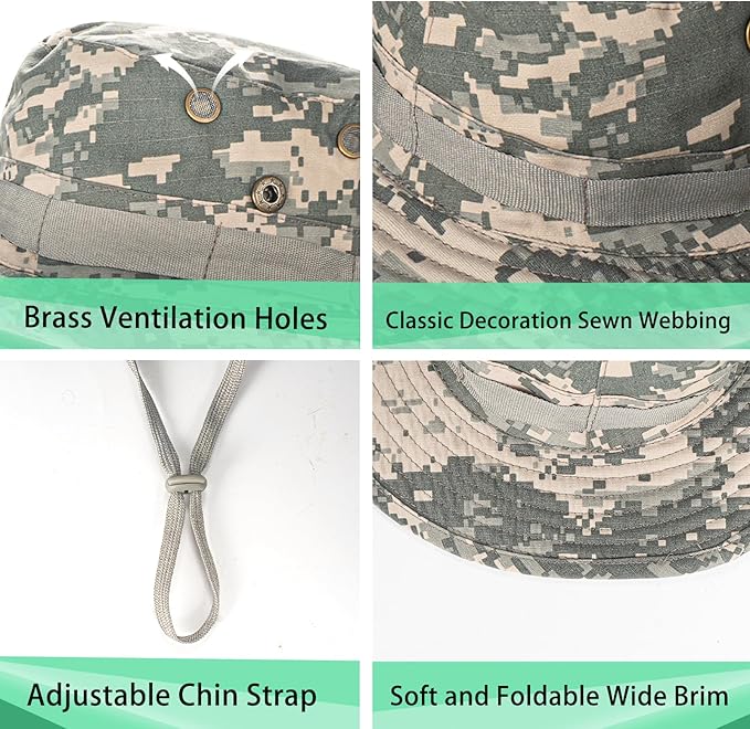 Sun Hats for Men Women Boonie Hat UPF 50+ Bucket Hat Wide Brim UV Protection Fishing Hiking Safari Outdoor Hats