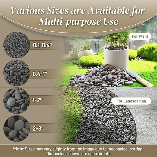 5 lbs Pebbles, 0.1-0.4 Inch Small Pebbles for Pots Indoor Plants, Succulent, Vase, Fish Tank, Decorative River Rocks for Garden Landscaping, Home Decor, Outdoor Paving, Grey