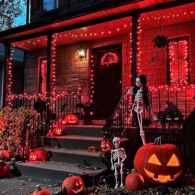 JMEXSUSS 250 LED Red Halloween Lights Indoor Outdoor Waterproof with 8 Modes, 91.5ft Expandable Red String Lights for Bedroom Tree Patio Garden Party Holiday Decorations