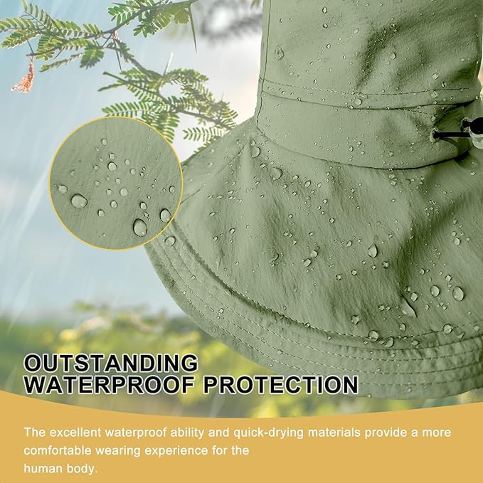 Sun Hats for Women Wide Brim Ponytail UV Protection Beach Hat Packable Waterproof Bucket Hat for Travel Hiking Gardening