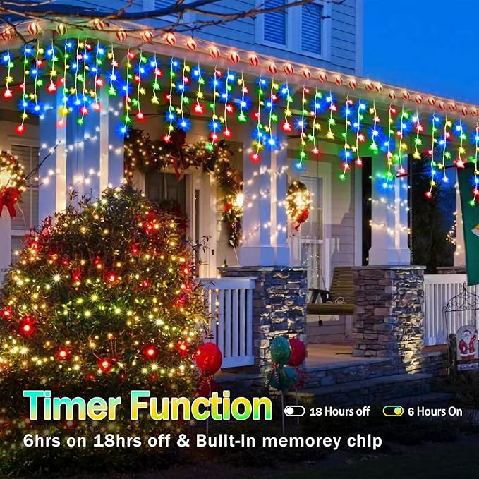 164FT Christmas Lights Outdoor Decorations 1512LED Fairy String Light 12 Lighting Modes with Timer Memory Waterproof Christmas Light for Yard Roof Party Holiday Wedding Garden Decor
