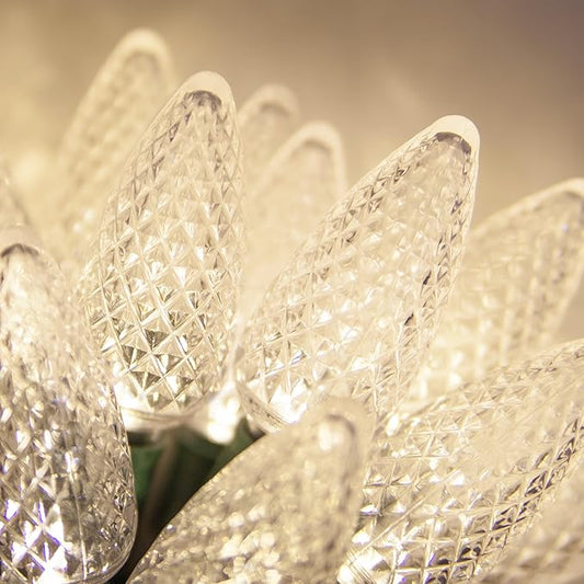 Wintergreen Lighting 25 C9 Warm White LED Christmas Lights, 17 Ft – Indoor Outdoor C9 String Lights, Classic White Christmas Lights