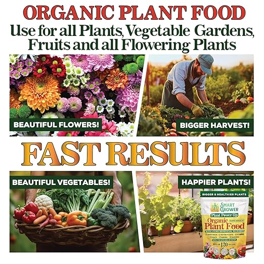 Organic Plant Food with Beneficial Microbes, Fast Acting Vegan Fertilizer for Vegetable Garden, Outdoor & Indoor Plant Fertilizer, Miracle Growth for Plants Concentrated Value 500GR Makes 120 gallons