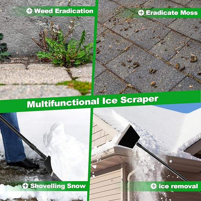 Floor Scraper, Garden Scraper Shovel, Cleaning Remove Tool With 88in Long Handle,Sturdy Tile Scraper for Ice, Tiles, Ceiling, Concrete, Tape, Glue - Heavy Duty Sharp Blade (4mm Thickness)