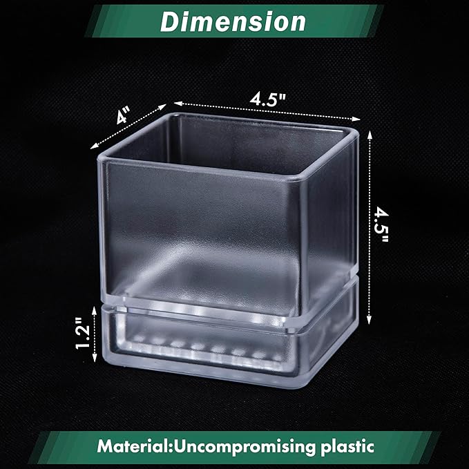 D'vine Dev 4 Inch Herb Planter Pot, Plastic Planter with Drainage Holes and Saucer, Modern Decorative Gardening Pot for Indoor Plants, Flowers, Herbs, Succulents, Clear, Set of 3, 76-Y-D-3