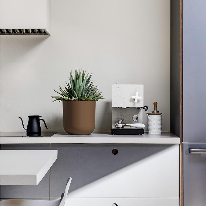 Veradek Mason Series Lima Planter for Indoor/Outdoor Garden | Made from Plastic & Concrete w/Drainage Holes | Modern Décor for Succulents, Flowers, Small Plants