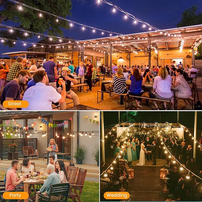 300FT Solar String Lights Outdoor Waterproof, Solar Patio Lights with Remote Control & 90+5 Dimmable ST38 Edison Bulbs Shatterproof,Solar Powered String Lights for Outside Garden Backyard