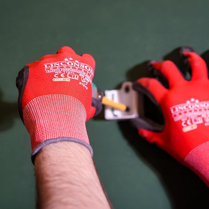 linconson 12 Pack Safety Performance Series Construction Mechanics Work Gloves