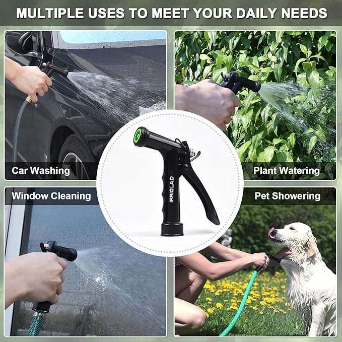 Hose Nozzle 4 Pack, Full Size Pistol Grip Water Nozzle Sprayer with Threaded Front, High Pressure Nozzle, Adjustable Spray Water Flow for Watering Plants, Showering Pet, Washing Car, Cleaning