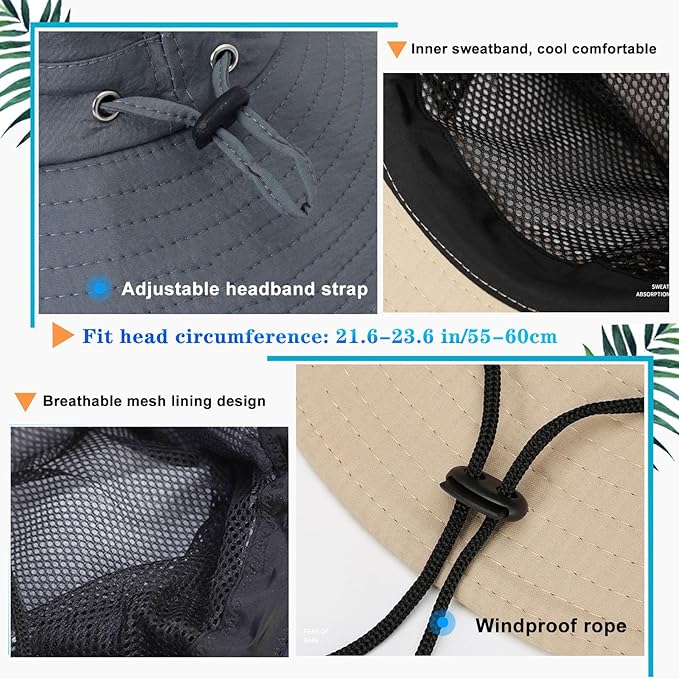 Bucket Hats for Men Sun Hats Bucket Fishing Hat for Men Wide Brim Cowboy Hiking Hat for Mens