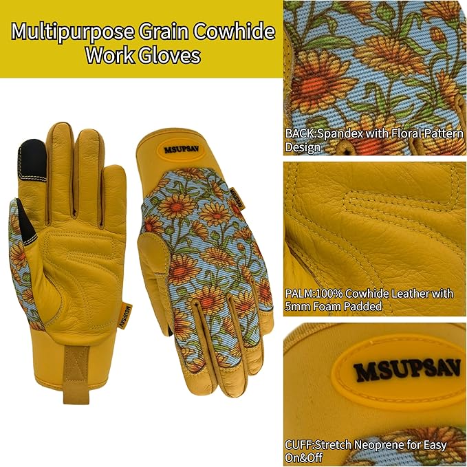 Thorn Proof&Puncture Resistant Gardening Gloves with Grip,Garden Glove for Women, Leather Yard Work Gifts