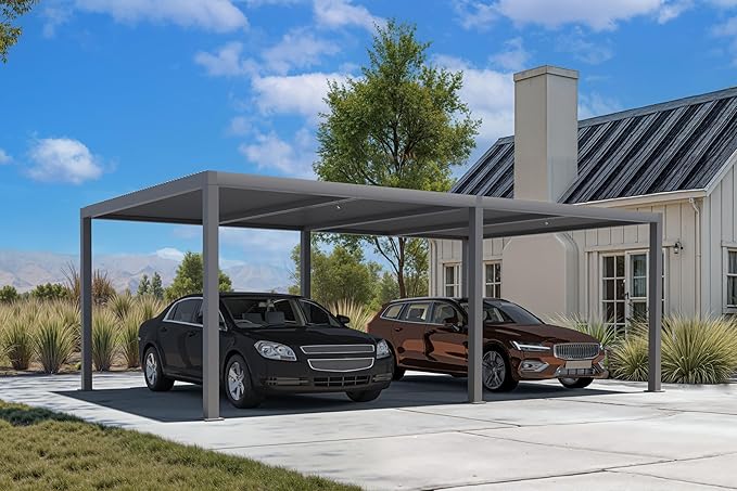 PURPLE LEAF Louvered Pergola 12' x 24' Outdoor Full Aluminum Pergola with Adjustable Rainproof Roof Pre-Sized for Large SUVs & Pickup Trucks Restaurant Patios & Tavern Backyard Poolside