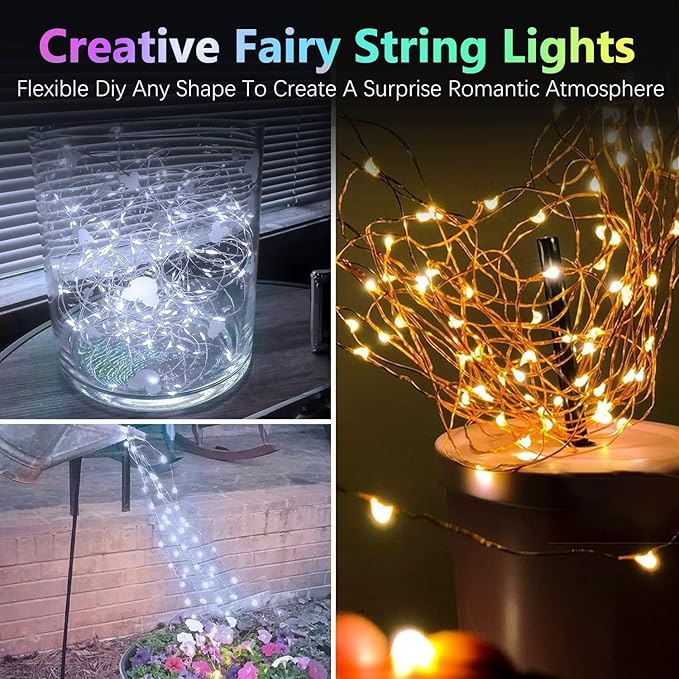 6 Pack Christmas Fairy Twinkle Lights Battery Operated, 3 Pack Cool Whie & 3 Pack Warm White Each 20FT 60 LED Waterproof Outdoor String Light, Fairy Light with Timer for Christmas Decorations