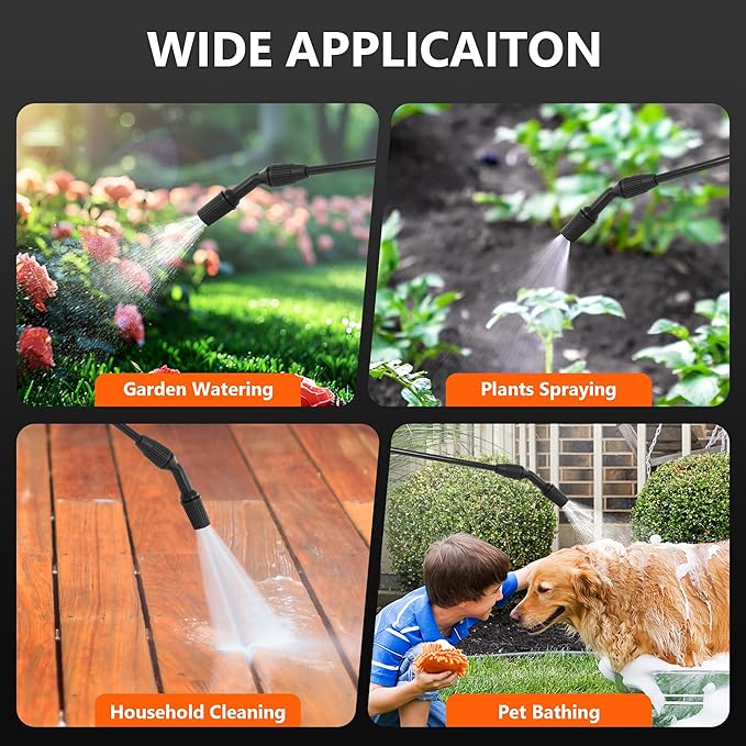 1 Gallon/4L Pump Sprayer, Pressurized Water Spray Bottle with 2 Nozzles, Adjustable Shoulder Strap & Safety Valve, Lawn and Garden Sprayer for Watering, Fertilizing, Cleaning