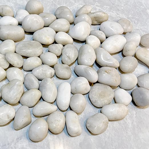 40lbs River Rocks, 1-2Inch Decorative Ornamental Natural Pebbles for Garden Couryard Landscaping Stones, Gravel Filler for Fish Tank,Vases,Home Decor,Aquariums,Animal Habitat, White