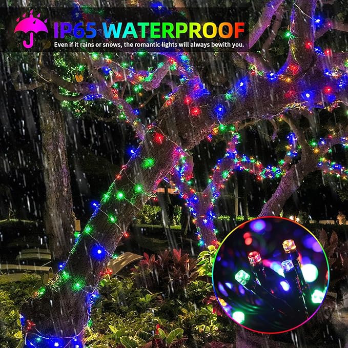 Chuya Christmas Tree Lights String Lights Outdoor Indoor Decoration, Waterproof 500 LED 164FT Multicolor Fairy Light Christmas Lights with Timer Remote 8 Lighting Modes UL588