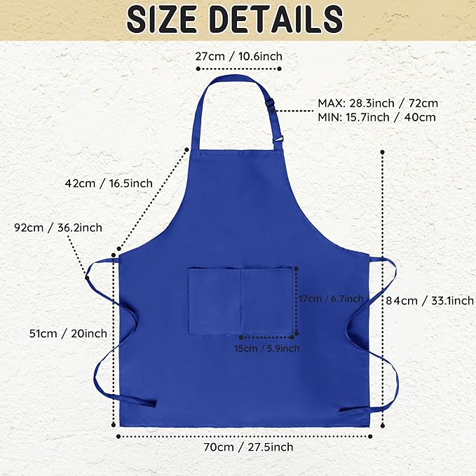 Chef Apron for Men and Women Wash Free Bib Apron with 2 Pockets Water & Oil Proof Adjustable Aprons