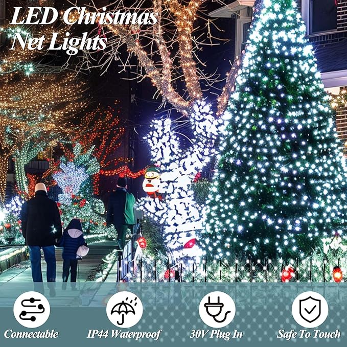 LitHome 21ft x 5ft Christmas Net Lights Outdoor, 360 LED Mesh Fairy String Lights with 8 Modes, Connectable Plug in Waterproof Mesh Lights for Bushes,Trees,Garden,Patio,Yard Decorations(White)
