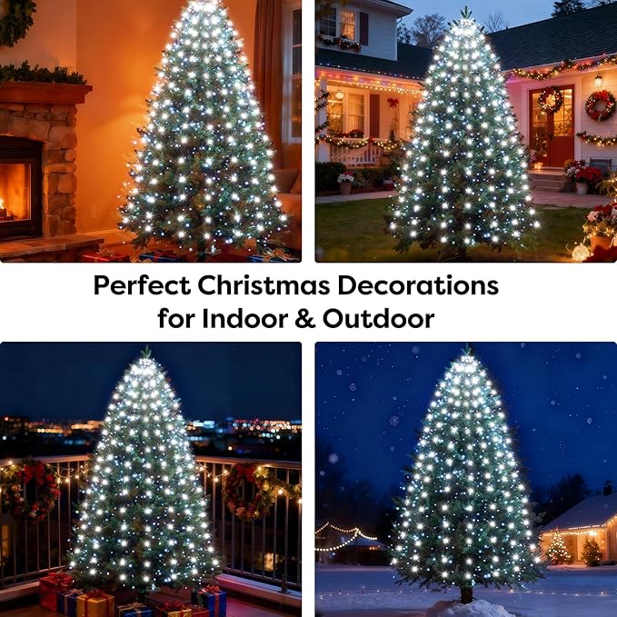 Christmas Tree Lights with Remote 280 LEDs Christmas Lights for Tree with 8 Lighting Modes, Timer and Memory Function, Indoor Outdoor String Lights for 4 ft-7 ft Xmas Tree Decorations(CoolWhite)