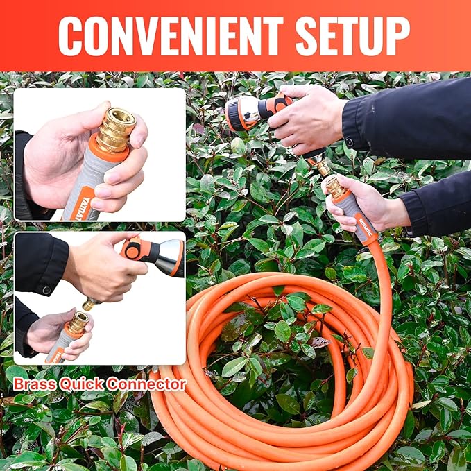 YAMATIC Garden Hose 5/8 in x 40 ft, Ergonomic Swivel Fittings, Burst 600 PSI, Heavy Duty, Flexible and Lightweight Water Hose with 2 Set Quick Connect