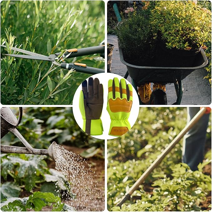 ZLUXURQ Gardening Gloves for Women and Men, Work Gloves for Yard Work