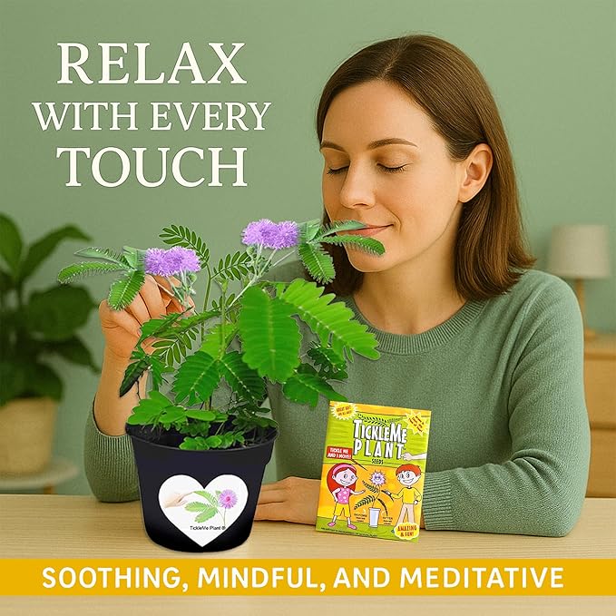 TickleMe Plant Classroom or Homeschool Science Fun Planting Party Kit – for 30 Students – Grow a Sensitive Plant That Reacts to Touch – Includes Activity Book and Seeds for Kids to Plant