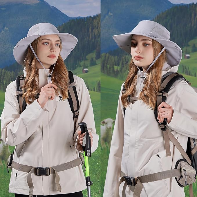 Sun Hat for Men/Women, UPF 50+ Fishing Hat,Waterproof Wide Brim Bucket Hat Foldable Boonie Hat for Hiking Garden Safari Beach