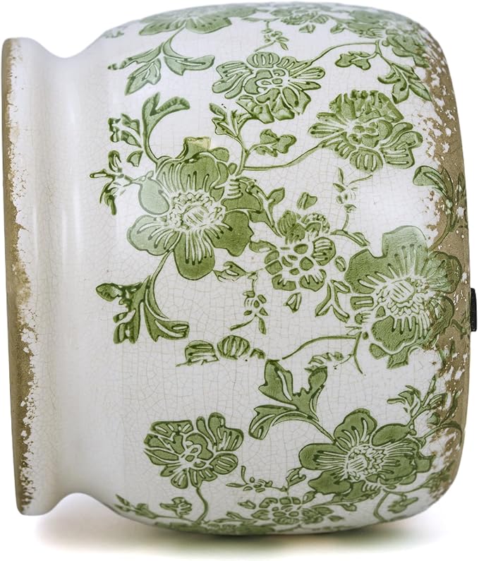 Ceramic Pot for Planter, Vintage Flower Pot with Drainage Holes, 6.29 inch Ice Crack Glazed Indoor Planters Pot (Modern)