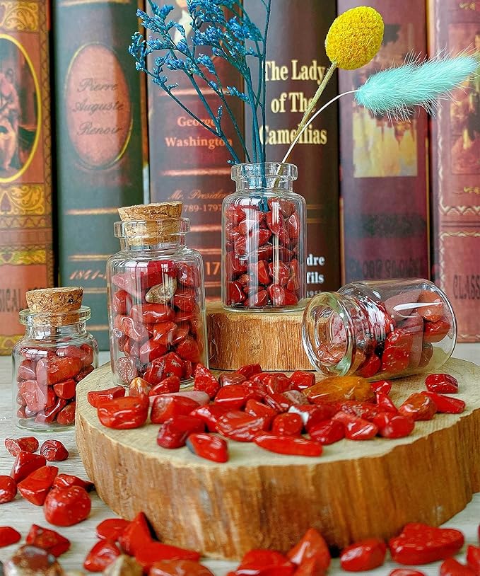 250G Red Jasper Crystals Polished Rocks 0.28-0.35" Tumbled Stones Chips Stone Crushed Crystal Natural Quartz Gem Gravel Home Decoration Aquarium Tank Succulent Plants Vase Filler Landscape Ornament