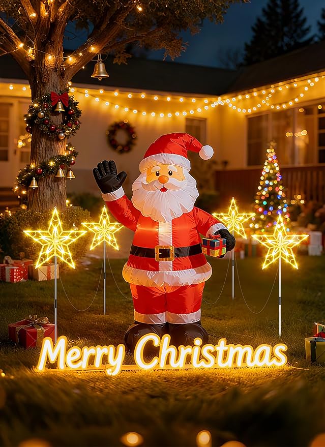 Brightown Pathway Lights Outdoor Christmas Decorations, 2 Set Total 20-Pack Large Waterproof Stake Decorative Light for Outside Sidewalk Yard Lawn Path Walkway Driveway Marker Stake, Warm White