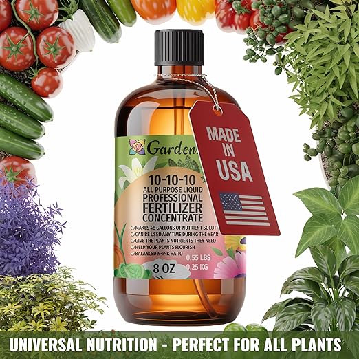 𝐁𝐄𝐒𝐓𝐒𝐄𝐋𝐋𝐄𝐑 Professional 10-10-10 All Purpose Liquid Fertilizer Concentrate - Plant Food Concentrate for Lawns, Trees, Plants, Vegetables, Fruits & Flowers - Makes 192 Gallons - (32 OZ)