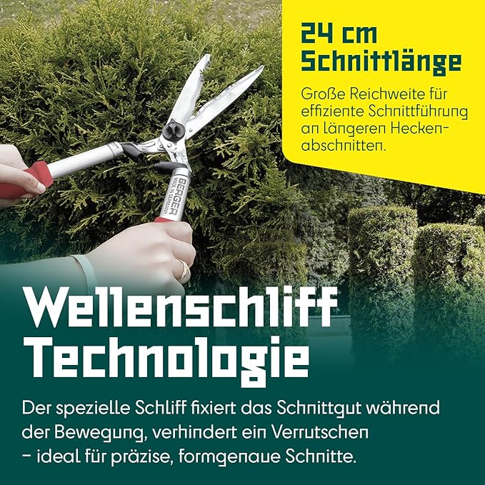 Berger hedge shear comfort 4595 with serrated blades and damper, length 57 cm