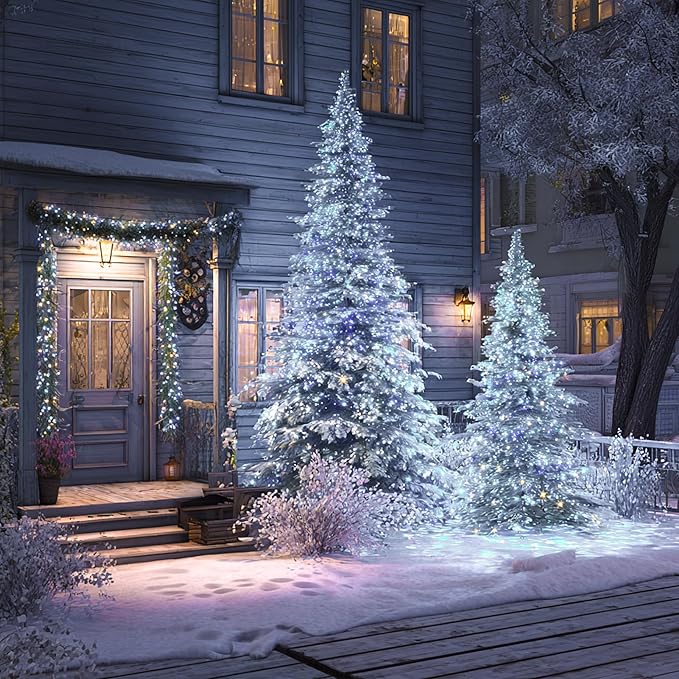 TW SHINE Christmas Lights, 600 LED 196FT Christmas String Lights Plug-in with 8 Modes Timer and Remote, Waterproof Outdoor Decorations for Bedroom Wedding Party Yard Tree Decor, White