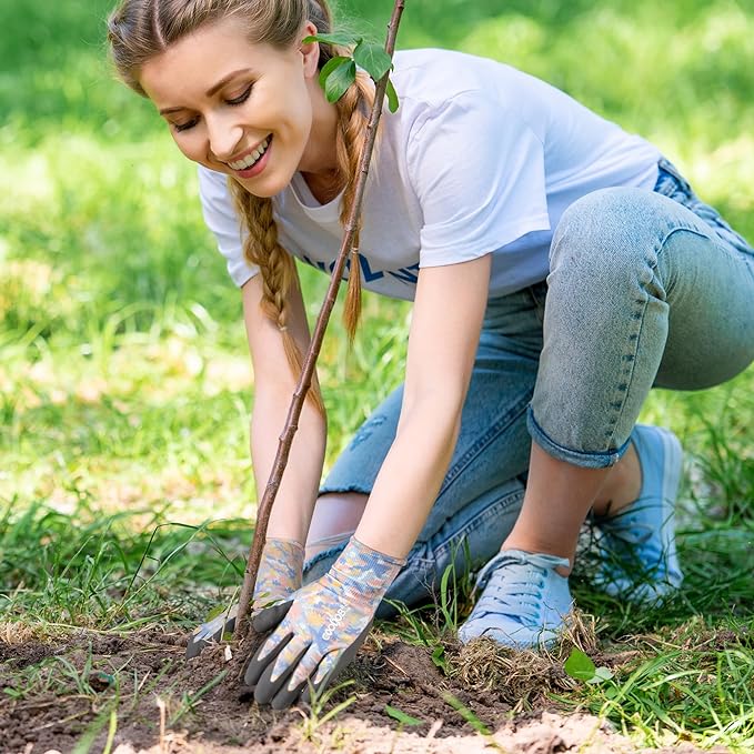 COOLJOB 6 Pairs Colorful Gardening Gloves for Women Ladies, Breathable Rubber Coated for Yard Garden, Outdoor Indoor Protective Work, Medium Size, Varied Colors