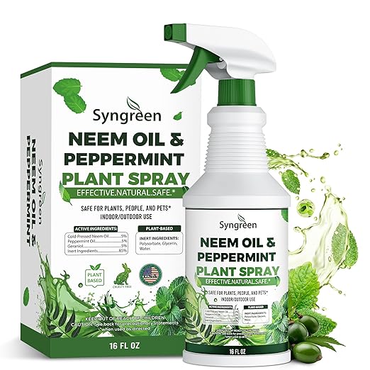 Neem Oil Spray for Plants with Peppermint – Gentle Leaf Maintenance for Indoor and Outdoor Greenery, 16oz