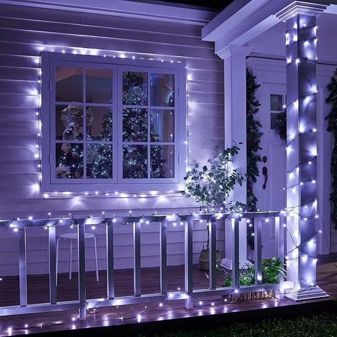 Christmas String Lights 66Feet 200 Led Twinkle Fairy Lights String with 8 Light Modes for Christmas Trees Garland Wreath Wedding Indoor Outdoor Holiday Decorations with White