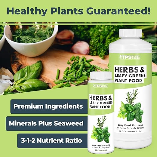 TPS NUTRIENTS Herb Plant Food for All Edible Herbs, Leafy Greens and Veggies, Liquid Houseplant Fertilizer 8 oz (250mL)